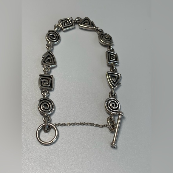 Silpada Vintage Very Rare Sterling Silver Geometric Shapes Toggle Clasp Bracelet - Picture 2 of 14